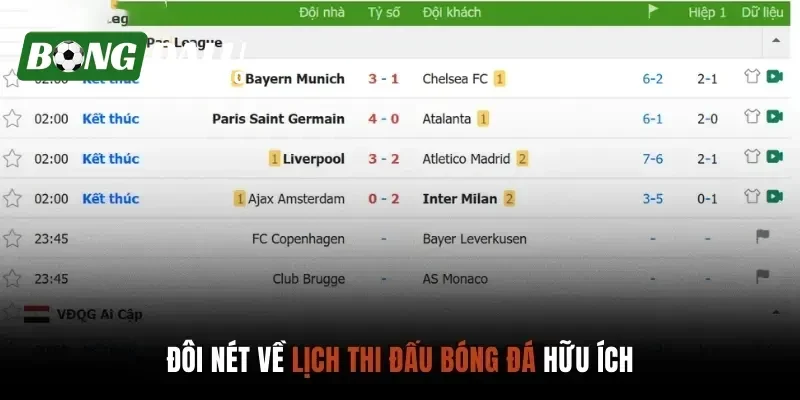 Ưu điểm khi tra cứu lịch thi đấu